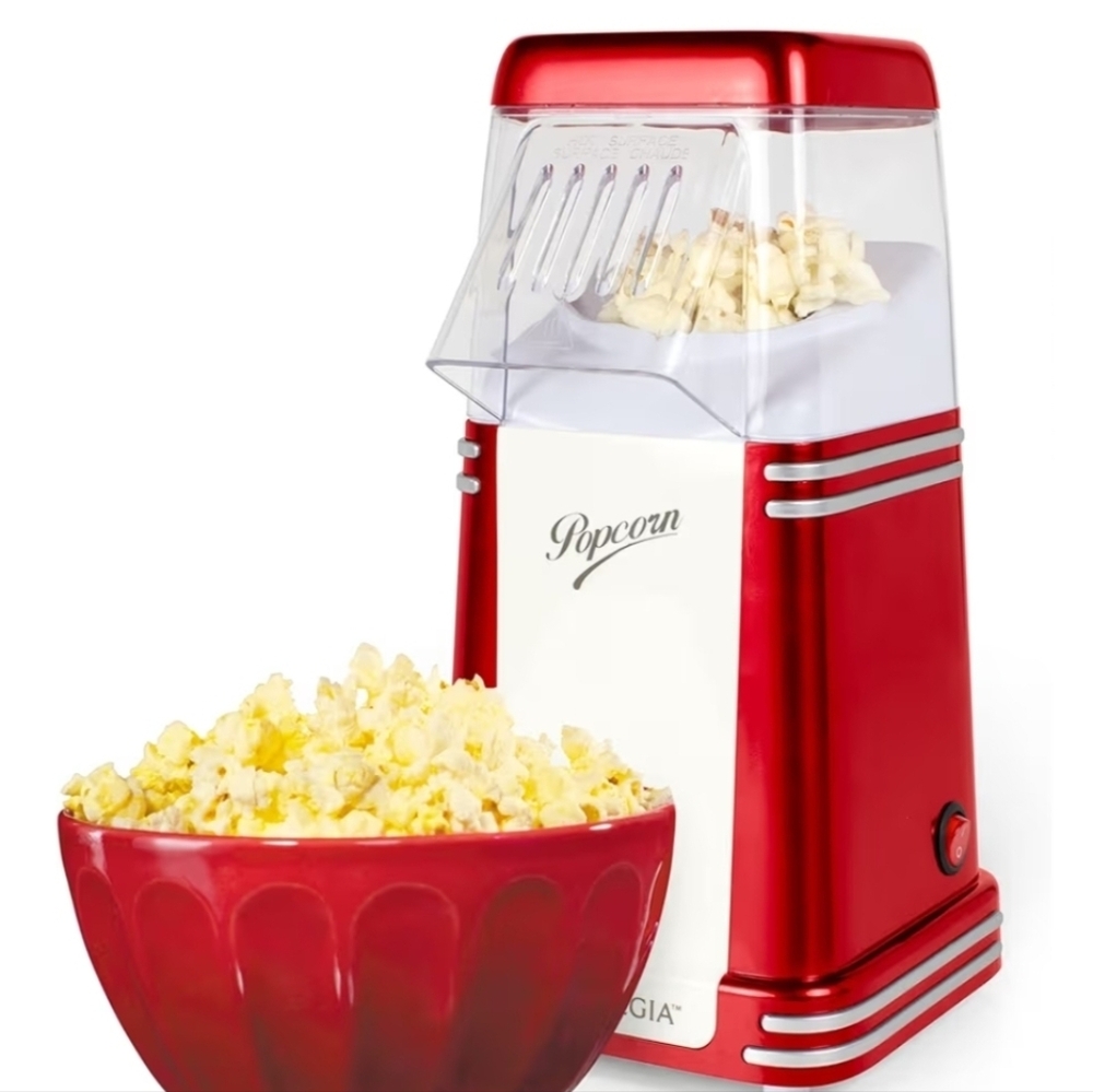 Brand NEW IN BOX Nostalgia Red Retro-Style Hot Air Popcorn Maker